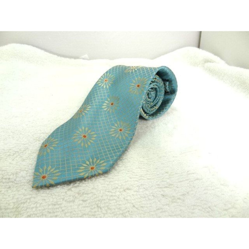 Men's BEN SHERMAN Orange Circle Burst Diamond Checkered Silk Neck Tie